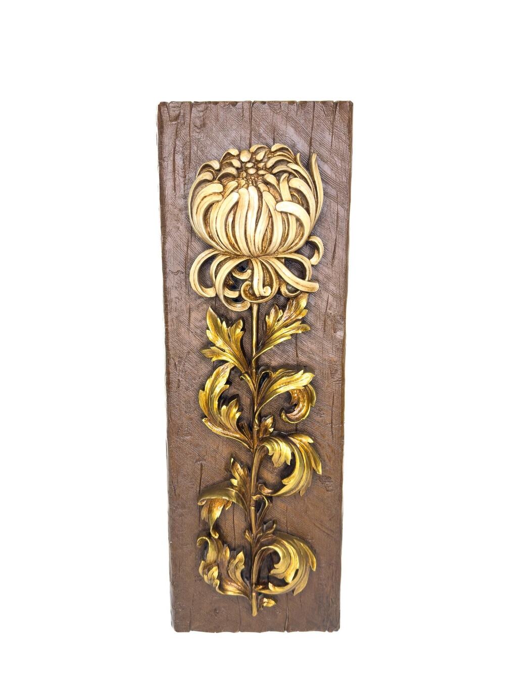 Large Midcentury Vintage Syroco wall flower Plaque | vintage wall flower